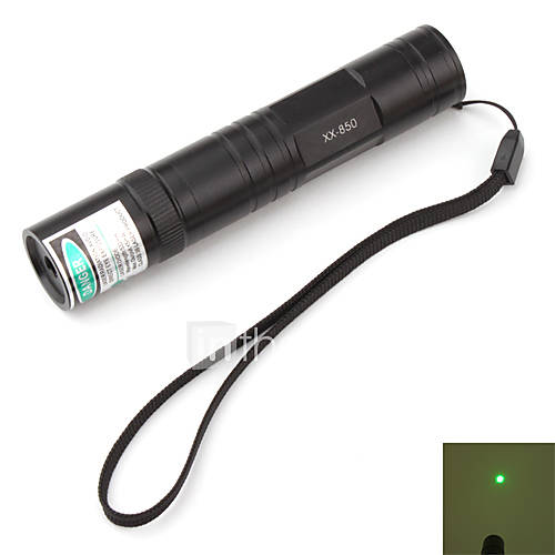 lampe de poche en forme de pointeur laser vert avec batterie (5mW 532nm, noir, 1x16340)