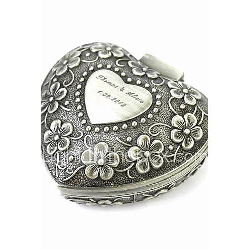 Image de boÃ®te Ã  bijoux personnalisÃ©s Ã©lÃ©gants en forme de coeur dÃ©coratifs femmes motifs alliage d'Ã©tain