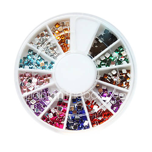 12-couleur en plastique Twinkle Décorations carrés Nail Art
