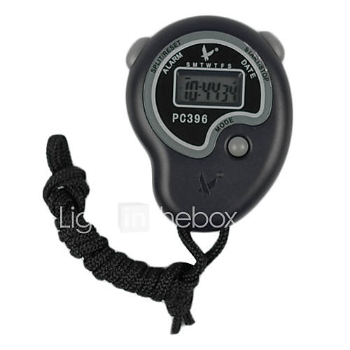 Noir antichoc portable en plein air Chronomètre avec fonction Horloge d'alarme Sifflet