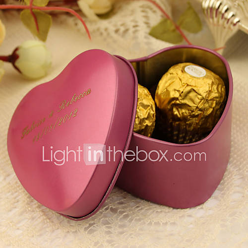 Image de 24 PiÃ¨ce / Set Titulaire de Faveur-Forme de Coeur Etain BoÃ®tes Ã  cadeaux Cannette de cadeau PersonnalisÃ©