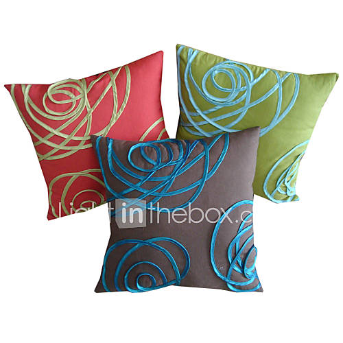 Set of 3 Patchwork Design Polyester Decorative Pillow Cover 582091 2016