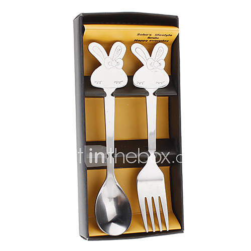 Lapin de dessin animé style Spoon & Fork avec Box Gift Set
