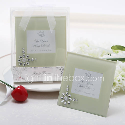 Place Cards and Holders Square Glass Place Card Holder/Photo Frame With