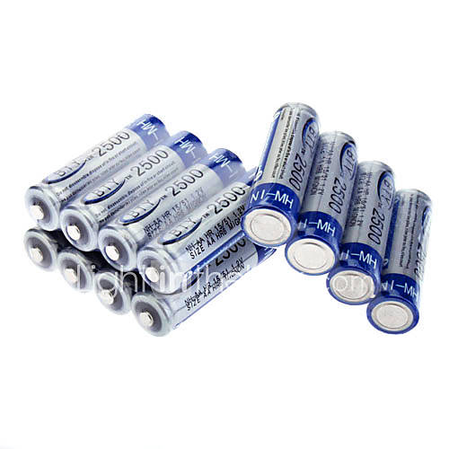        Piles Rechargeables AA (BTY - Ni-MH - 2500mAh - 1.2V - 12 Pièces)    