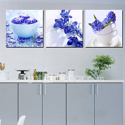 Stretched Canvas Art Floral Blue Orchid Set of 3 709334 2017 85.99