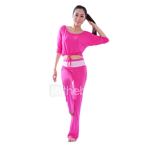WomenS Cotonn Elastane Half Sleeve Sport Practice Yoga Suit (Red TopRed Pant)