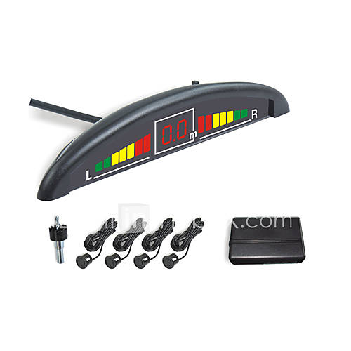 4 Capteur radar Parking System-affichage LED et Buzzer Alarm (Blanc, Noir, Argent)