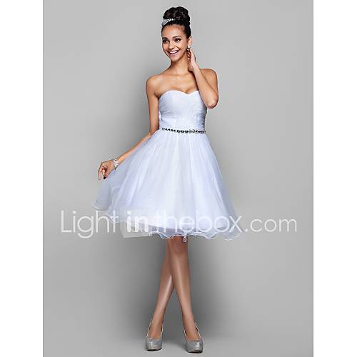 A line Princess Sweetheart Knee Length Organza Cocktail/Prom Dress (663704)
