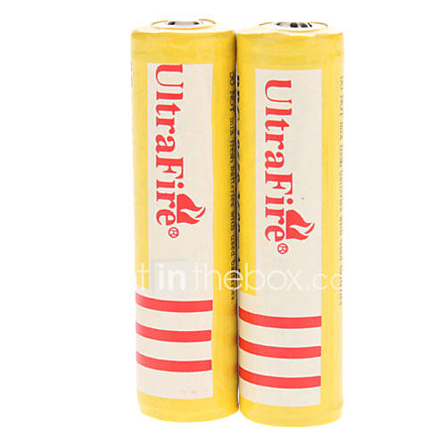 UltraFire 18650 3.7V 3600mAh Jaune Batterie Li-ion rechargeable (2-pack, sans Protection Board)