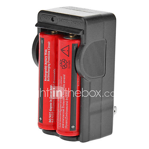 ultrafire 18650 3.7v 4200mAh rouge li-ion rechargeable avec chargeur 2-pack (sans panneau de protection)