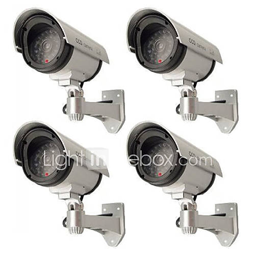 4 Pcs extérieur Fake caméras de sécurité factices LED appareil clignote