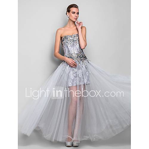 A line/Princess Strapless Floor length Sequined And Tulle Evening Dress