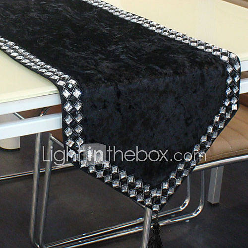Paillettes noires modernes embelli Table Runner Velet