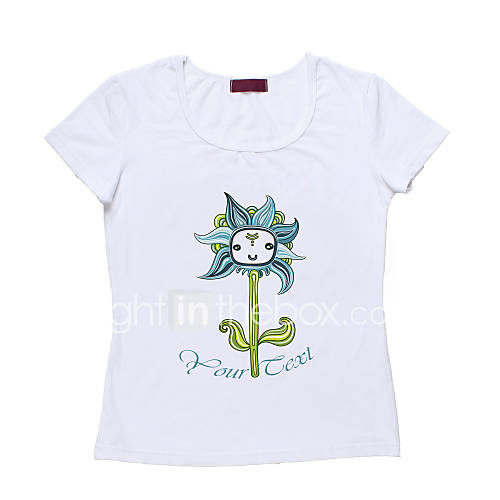 T-shirt de coton de modèle de fleur personnalisés manches courtes femmes