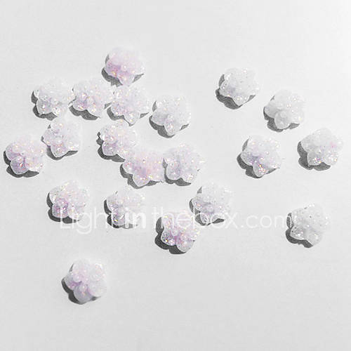20PCS 5mm blanc des fleurs de résine Nail Art Décorations