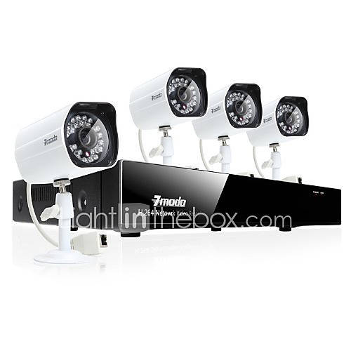 Système de surveillance enregistreur vidéo PoE sécurité Zmodo 4CH 720P Réseau Avec 4 Jour / Nuit Caméra IP HD