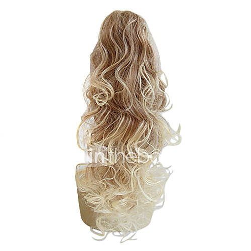 High Quality Synthetic Long Natural Curly Golden Mixed Blonde Ponytail