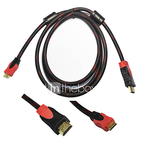 Ourspop HC07 HDMI v1.4 mâle à mini câble HDMI pour Google TV / Apple TV / HDTV (150cm)