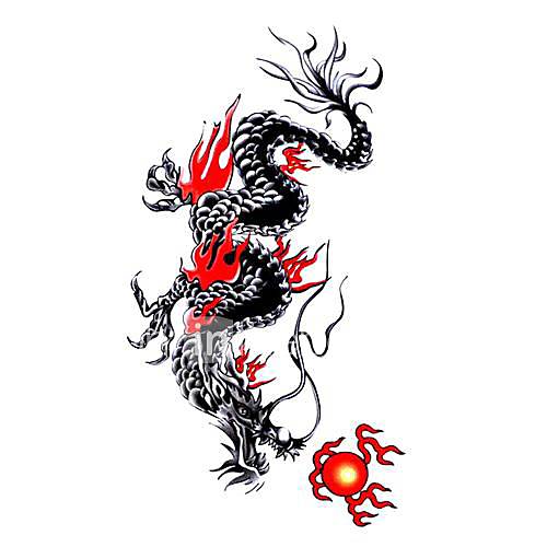 5 Pcs Black Dragon Tattoo étanche temporaire (10.5cm  20.5cm) HM465