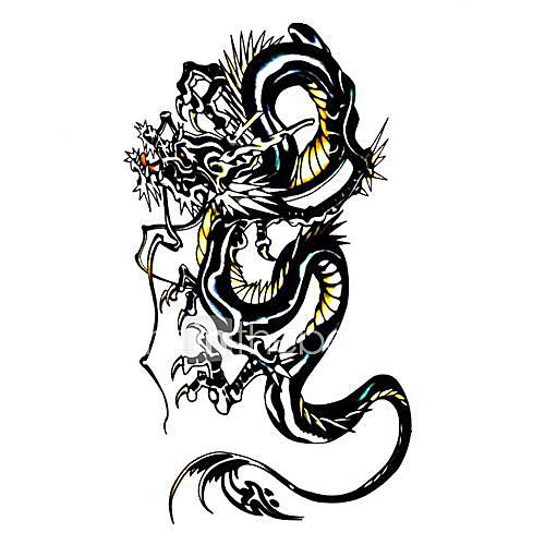 5 Pcs Black Dragon Tattoo étanche temporaire (10.5cm  20.5cm) HM229