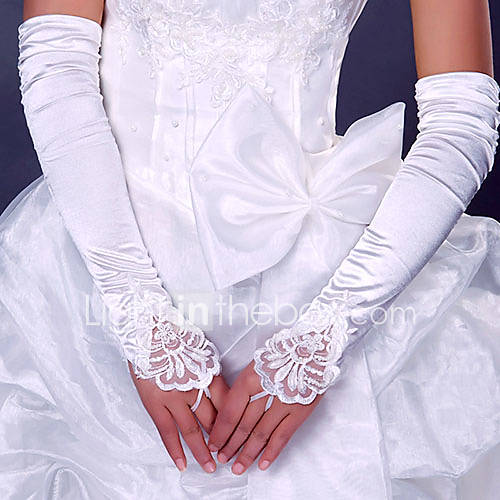 Opera Length Fingerless Glove Elastic Satin Bridal Gloves Party