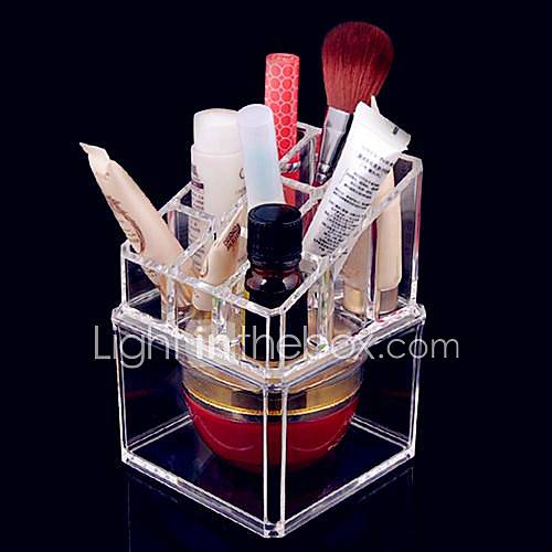 Acrylique transparent Complexe Mixte Double Couche Cosmétique boîte de rangement pinceau de maquillage Pot organisateur cosmétique