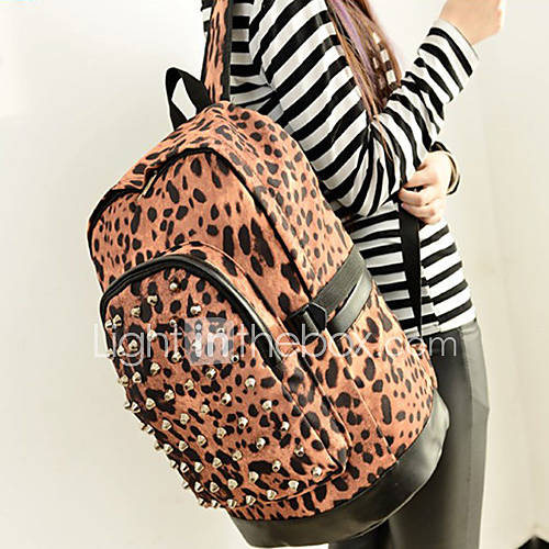 Mode d'impression de léopard de sac à dos des femmes avec des rivets