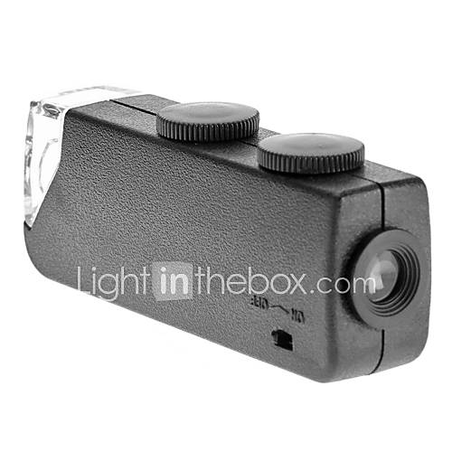 Mini 60X ~ 100X réglable LED Zoom lumineux Loupe de poche Loupe Microscope