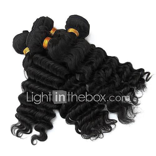 Brazilian Deep Wave Weft 100% Virgin Remy Human Hair Extensions Mixed Lengths 20 22 24 Inches