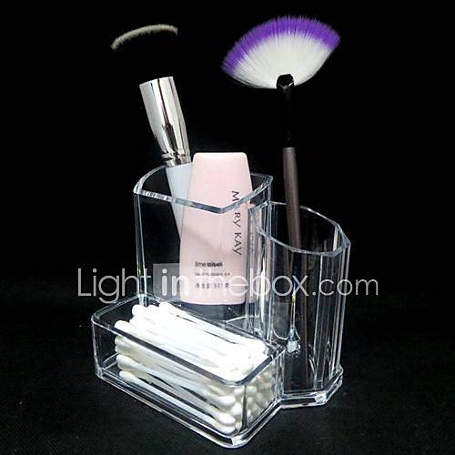 Acrylique 2in1 Transparent Cosmétiques stockage stand maquillage Pot Brosse & Swab Box organisateur cosmétique