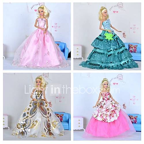 4 Pcs Barbie Doll Roman Holiday Style Princess Dress