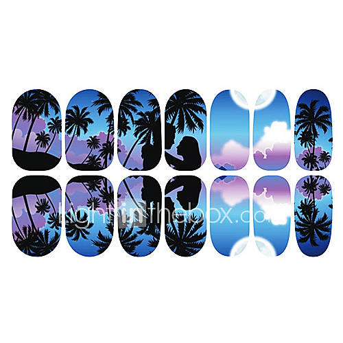 12PCS Romantic Blue Moonlight Luminous Nail Art Stickers 1245214 2016