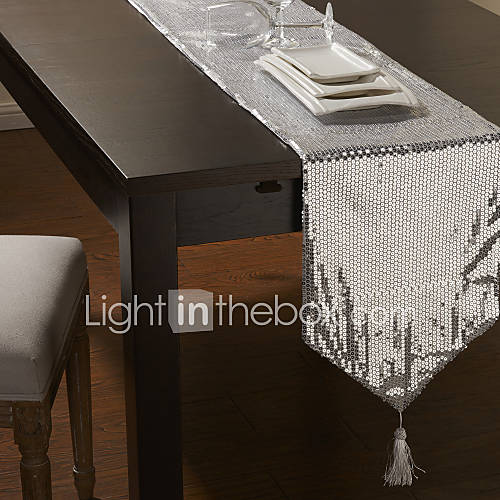 White / Silver Rectangular Table Runners 937965 2017 11.99