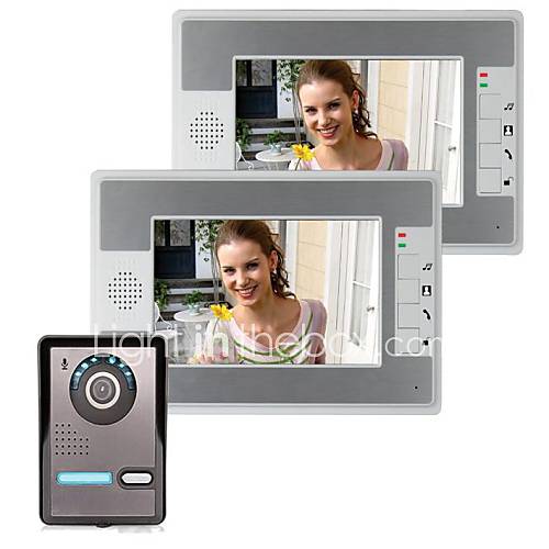 Image de 7 pouces vidÃ©o porte tÃ©lÃ©phone sonnette interphone kit 1 camÃ©ra 2 moniteur vision nocturne