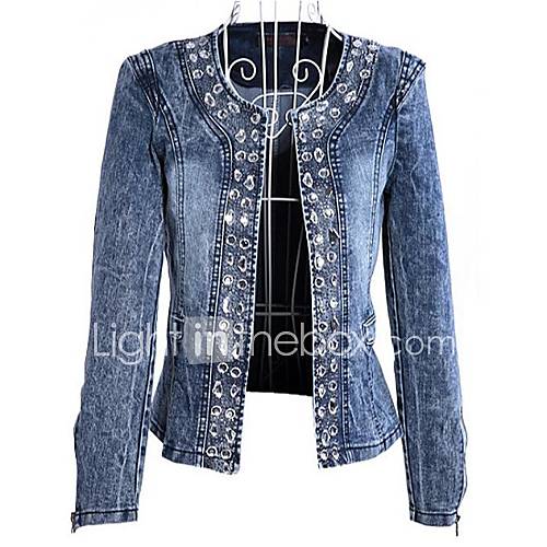 Women's Beads Denim Blazer 1402517 2016 23.99
