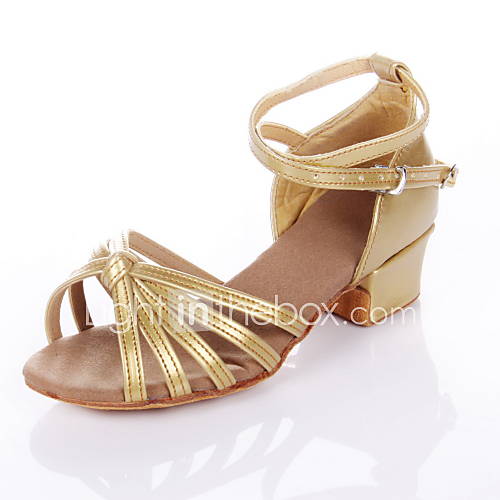 Image de Chaussures de danse(Argent Or Fuchsia) -Non Personnalisables-Talon Bas-Similicuir-Latine Salon