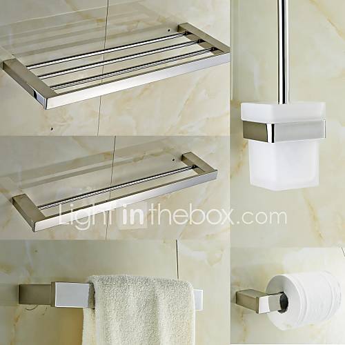 Quadrate contemporaines en acier inoxydable de 5 pièces accessoires de bain Set