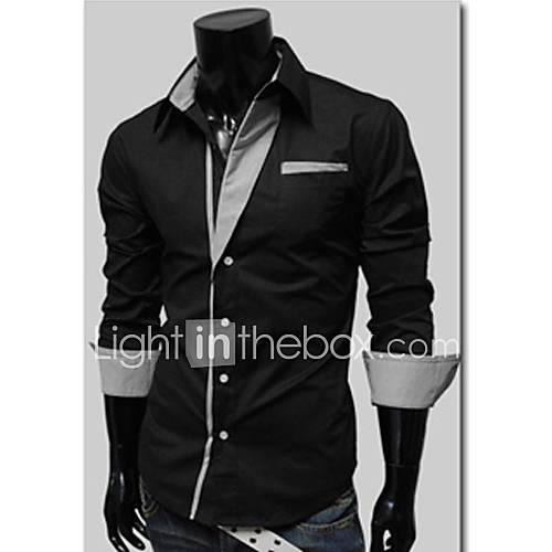 LangTuo Stripes Long Sleeve Slim Shirt (noir)