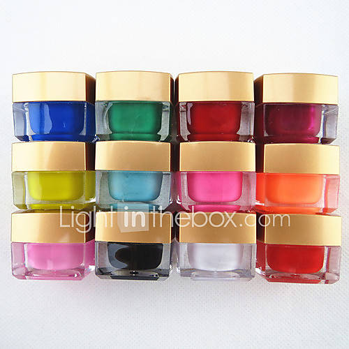 12pcs couleur mélangée couleur pure UV builder gel uv gel de couleur de vernis à ongles définir la décoration d'art (8 ml)