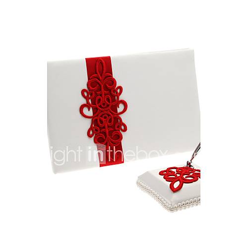 Red Polyester baguage mariage Livre d'or et stylo