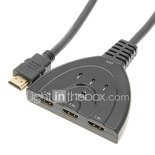 Image de 3 Port HDMI Commutateur multi affichage automatique Hub boÃ®te Splitter 1080P HD TV cÃ¢ble adaptateur