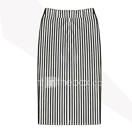 Women's Black And White Vertical StripesJoker Open Fork One Pace Skirts
