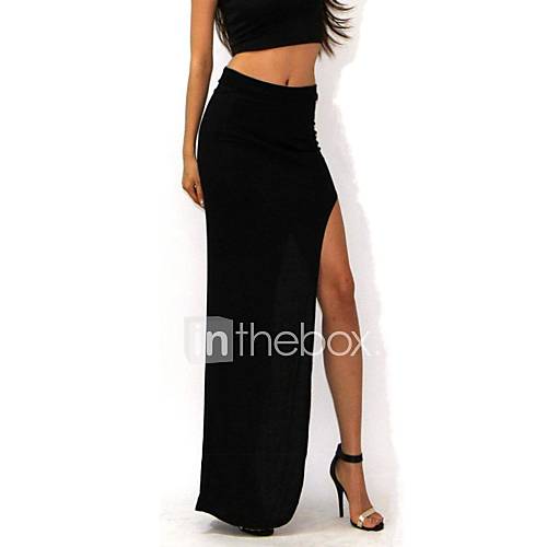 Women's Long Split Long Maxi Skirt Khaki Skirts 1624645 2016 29.99