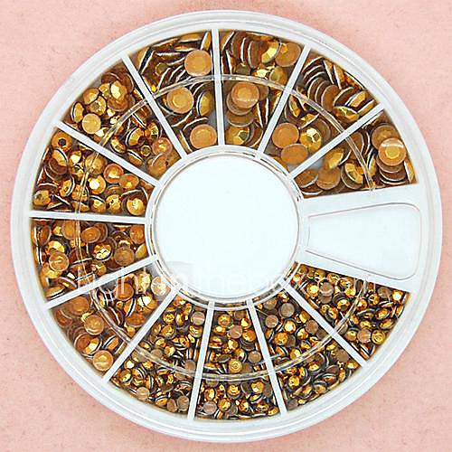 Ongle 1200pcs taille mixte 3d rondes goujons en alliage d'or de roue de décoration d'art