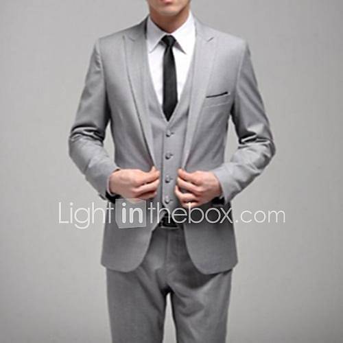 Men's Formal Wedding Gray Suit (Blazer And Pants) One Button Gray Slim Casual Men Business Suits Jacket