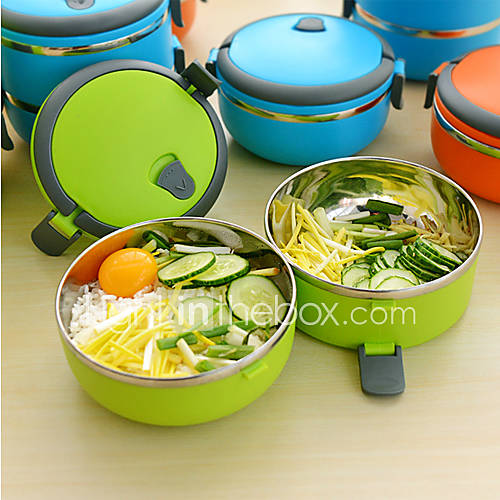 Double Layer Stainless Steel Children Lunch Box 1.4L Keep Warm Food