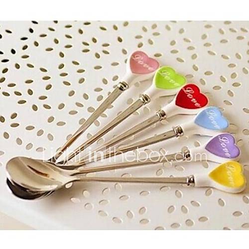 Stainless Steel Spoon Coffee Spoon Stir Ceramic Love (1PC)