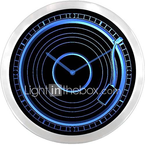 Vintage Record Player Turntable Decor Neon Sign LED Wall Clock 1618253