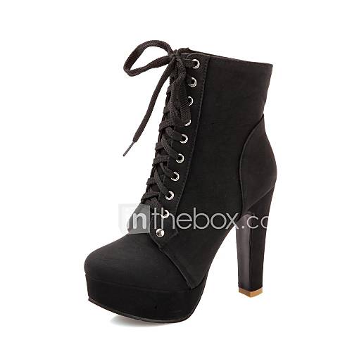 chunky heel ankle boots lace up